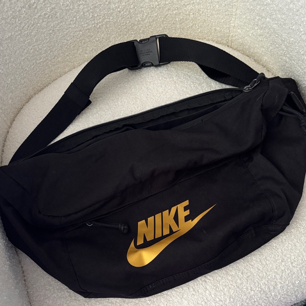 Nike Black Belt Bag with Gold Swoosh